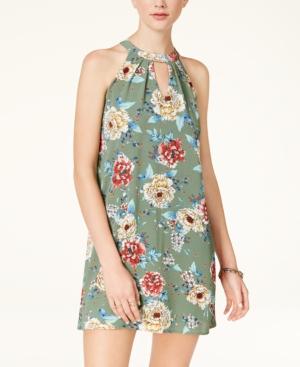 As U Wish Juniors' Printed Mock-neck Shift Dress