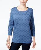 Karen Scott Petite Dot-print Sweatshirt, Only At Macy's