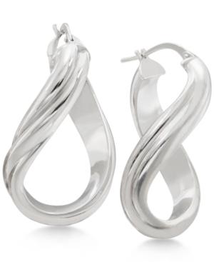Twisted Sculptural Hoop Earrings In Sterling Silver