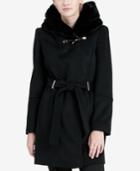 Calvin Klein Faux-fur-hood Asymmetrical Coat