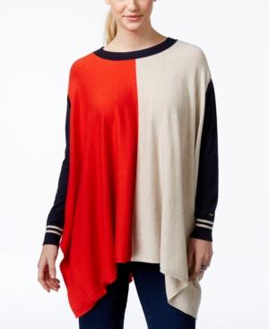 Tommy Hilfiger Colorblocked Handkerchief-hem Tunic Sweater