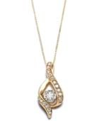 Diamond Ribbon Pendant Necklace In 14k Gold Or White Gold (3/8 Ct. T.w.)