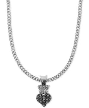 King Baby Women's Pave Crown Heart 18 Pendant Necklace In Sterling Silver