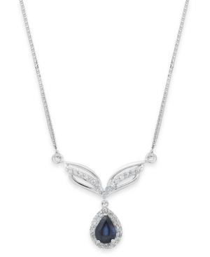 Sapphire (7/8 Ct. T.w.) And Diamond (1/3 Ct. T.w.) Necklace In 14k White Gold
