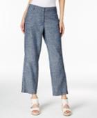 Eileen Fisher Hemp-organic Cotton Chambray Wide-leg Ankle Pants