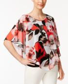 Alfred Dunner Petite Floral-print Blouse & Necklace