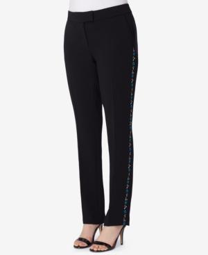 Tahari Asl Embroidered Straight-leg Pants