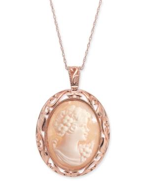 Cornelian Shell And Agate Madonna Cameo 18 Pendant Necklace In 14k Rose Gold