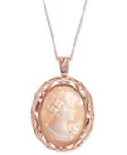 Cornelian Shell And Agate Madonna Cameo 18 Pendant Necklace In 14k Rose Gold
