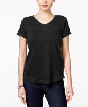 Style & Co Petite V-neck Pocket T-shirt, Created For Macy's