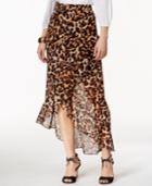 Thalia Sodi Leopard-print Ruffled High-low Maxi Skirt, Only At Macy's