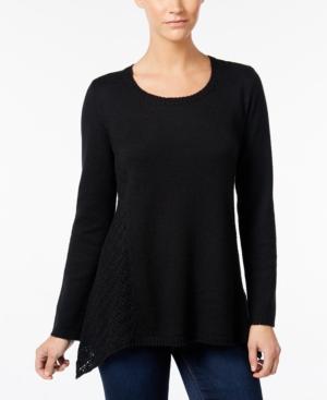Style & Co. Crewneck Crochet-detail Sweater, Only At Macy's
