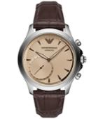 Emporio Armani Men's Connected Brown Leather Strap Hybrid Smart Watch 43mm