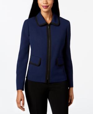Kasper Contrast-trim Zip-up Blazer