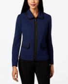 Kasper Contrast-trim Zip-up Blazer