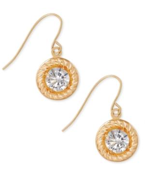 Cubic Zirconia Framed Drop Earrings In 14k Gold