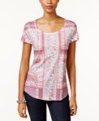 Style & Co. Petite Sublimated-print T-shirt, Only At Macy's