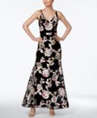 Xscape Floral-embroidered A-line Gown