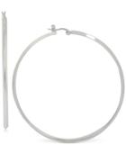 Touch Of Silver Thin Hoop Earrings In Silver-plated Metal