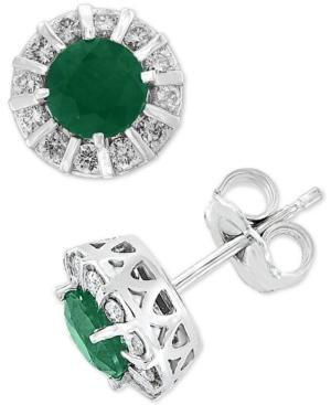 Amore By Effy Sapphire (1-1/8 Ct. T.w.) & Diamond (1/3 Ct. T.w.) Stud Earrings In 14k White Gold (also Available In Ruby, Emerald & Tanzanite)