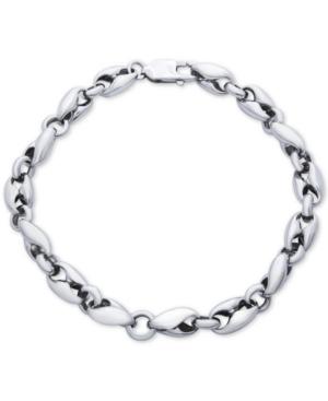 Men's Polished Curved Link Bracelet In Sterling Silver