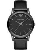 Emporio Armani Men's Black Leather Strap Watch 41mm Ar1732