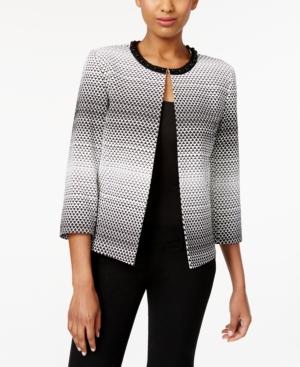Tahari Asl Beaded Open-front Jacquard Jacket