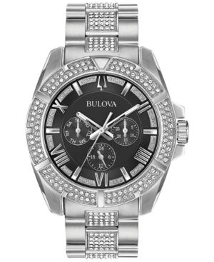 Bulova Men's Crystal Dress Stainless Steel & Crystal-accent Bracelet Watch 44mm