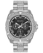 Bulova Men's Crystal Dress Stainless Steel & Crystal-accent Bracelet Watch 44mm