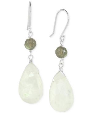 Moonstone And Labradorite Drop Earrings In Sterling Silver