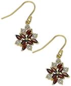 Victoria Townsend 18k Gold Over Sterling Silver Earrings, Garnet (1-3/8 Ct. T.w.) And Diamond Accent Cluster Earrings