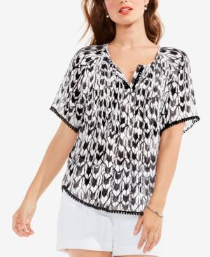 Two By Vince Camuto Printed Tassel-trim Top
