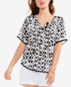 Two By Vince Camuto Printed Tassel-trim Top