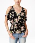 Miss Chievous Juniors' Cold-shoulder Drawstring Blouse