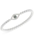 Wrapped Diamond (1/6 Ct. T.w.) Evil Eye Bead Stretch Bracelet In Sterling Silver, Created For Macy's