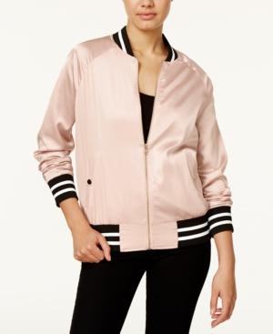 Say What? Juniors' Satin Bomber Jacket