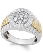 Men's Diamond Two-tone Cluster Ring (3/4 Ct. T.w.) In 10k Gold And White Gold