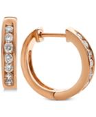 Diamond Huggie Hoop Earrings (1/2 Ct. T.w.) In 14k Rose Gold