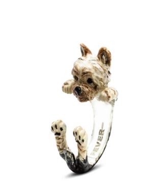 Yorkshire Terrier Hug Ring In Sterling Silver And Enamel