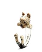 Yorkshire Terrier Hug Ring In Sterling Silver And Enamel
