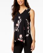 Alfani Colorblocked Handkerchief-hem Top, Created For Macy's
