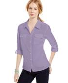 Ny Collection Petite Gingham-print Shirt