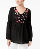 Ny Collection Embroidered Peasant Top