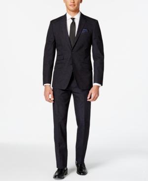 Tallia Men's Navy And Black Paisley Slim-fit Suit