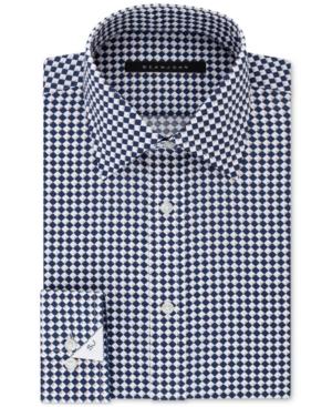 Sean John Men's Classic Fit Tan And Blue Print Dress Shirt