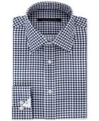 Sean John Men's Classic Fit Tan And Blue Print Dress Shirt