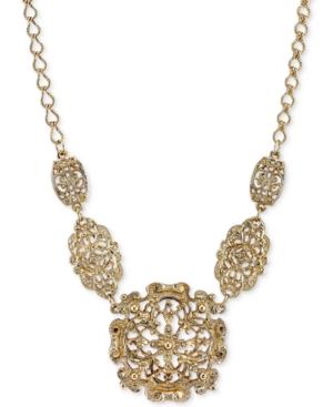 2028 Gold-tone Filigree Disc Collar Necklace