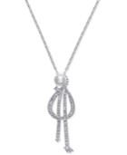 Danori Silver-tone Crystal & Imitation Pearl Pendant Necklace, Created For Macy's