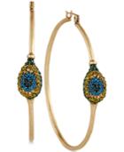 Lucky Brand Gold-tone Peacock Pave Hoop Earrings