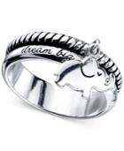 Unwritten Dream Big Elephant Charm Ring In Sterling Silver